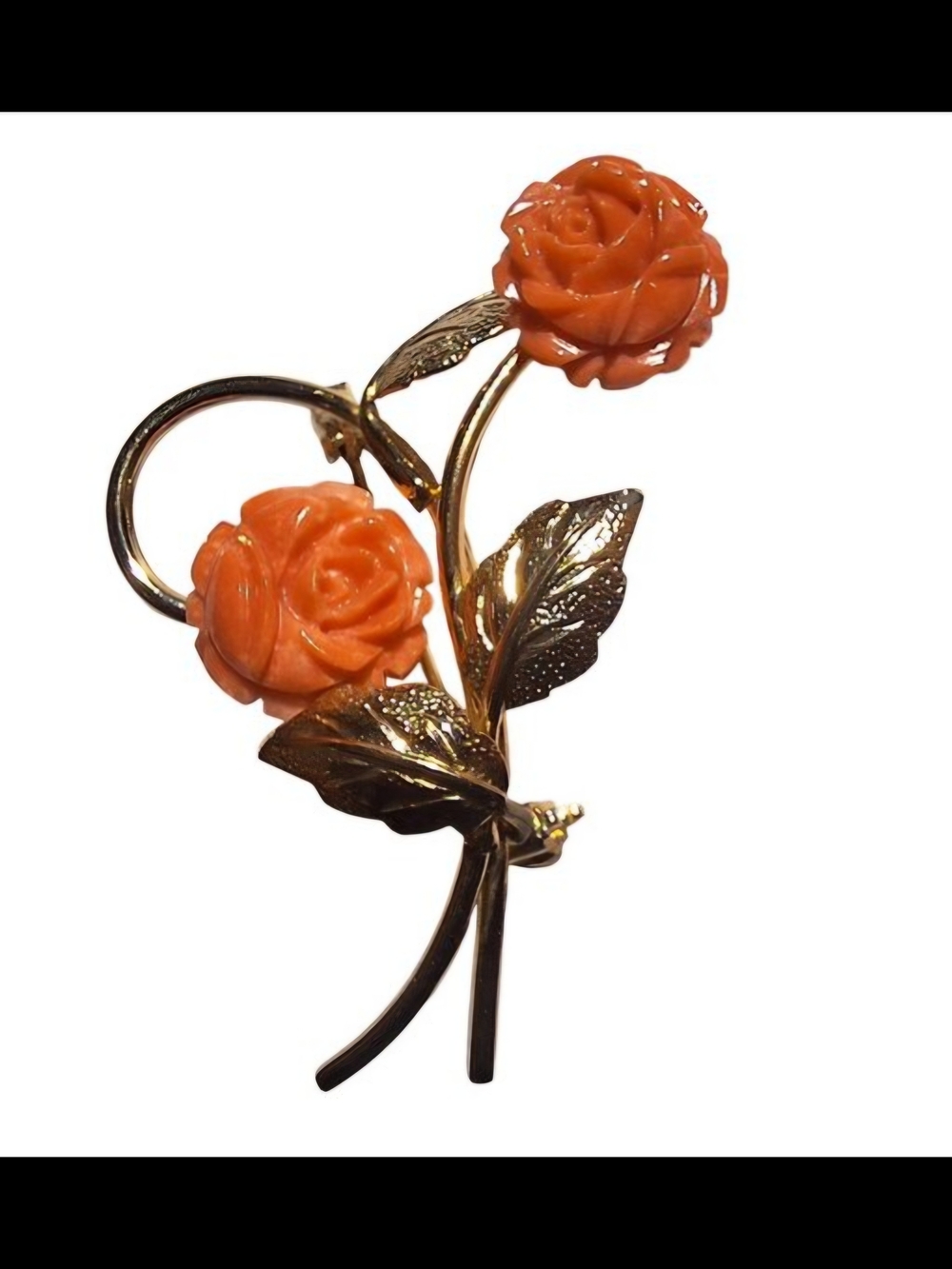 12k gold filled orange pink rose pin vintage brooch